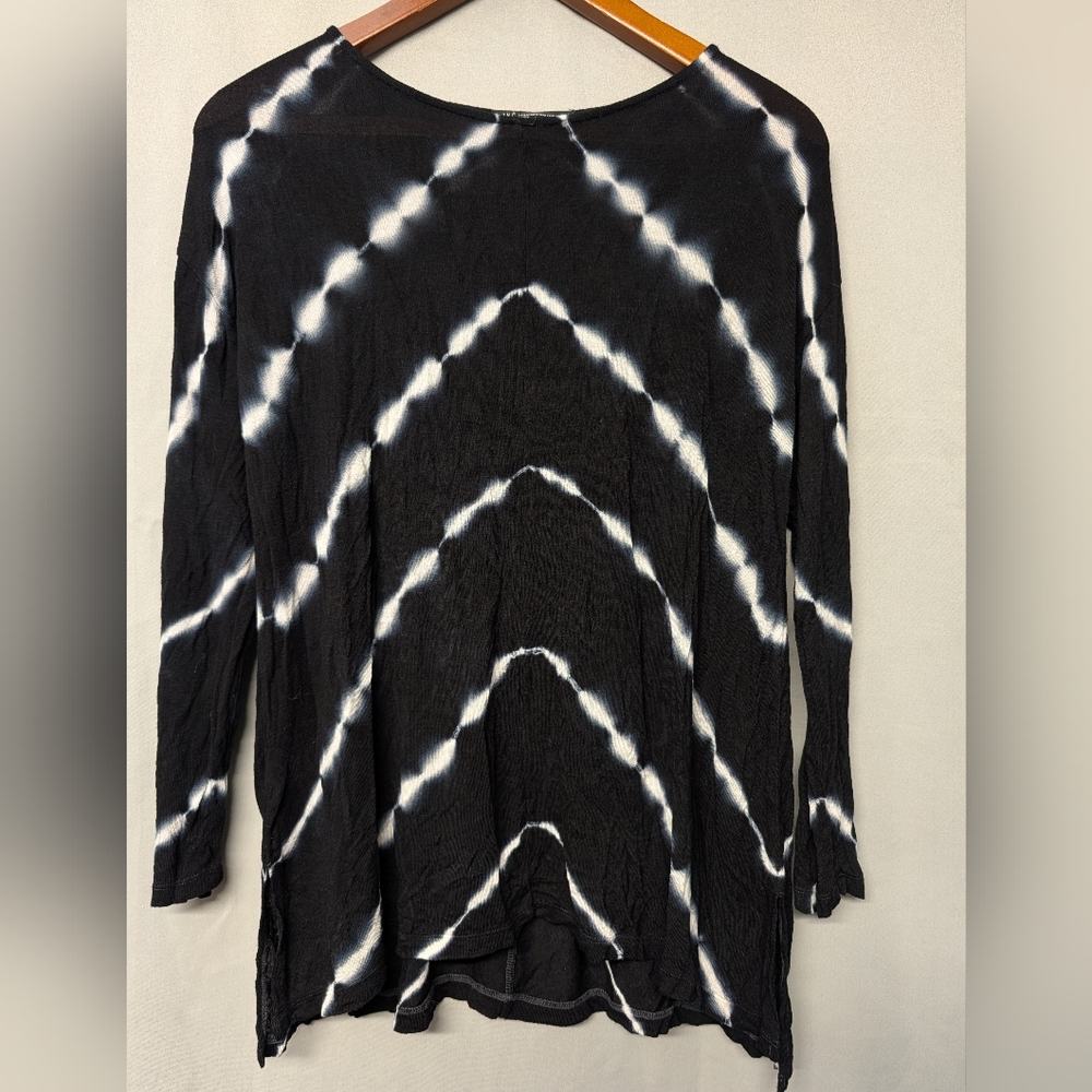 INC International Concepts Black & White Tie-Dye Long Sleeve Tunic
